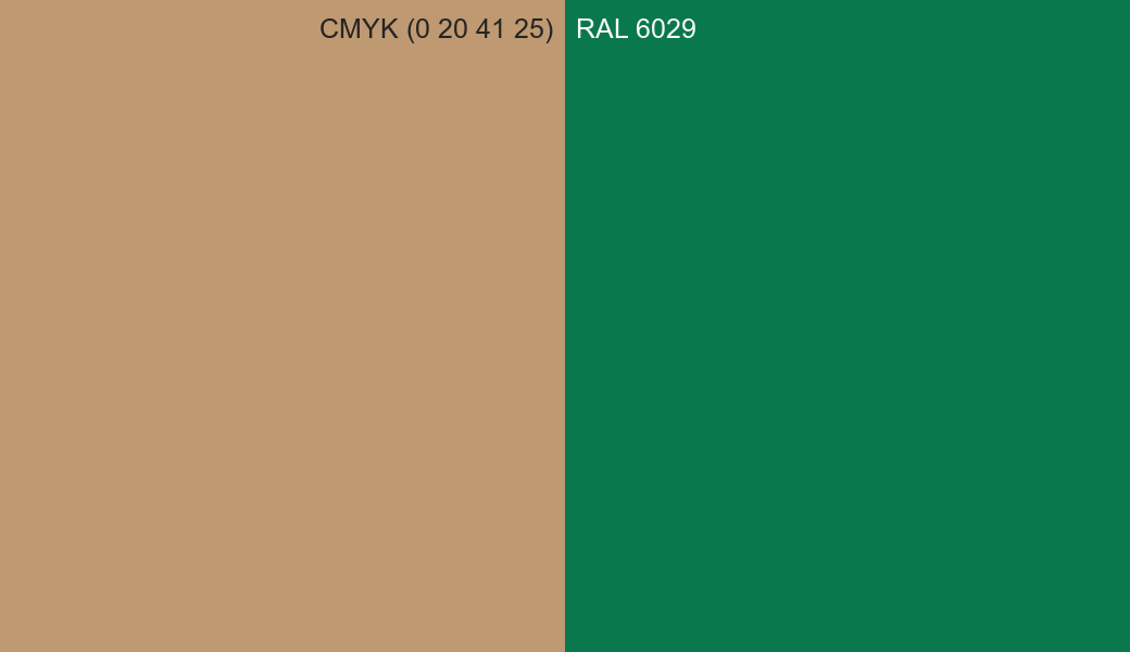CMYK Color CMYK (0 20 41 25) vs RAL 6029 side by side comparison CMYK Color CMYK (0 20 41 25) vs RAL 6029 side by side comparison