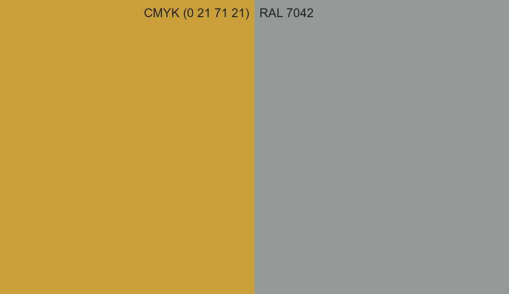 CMYK Color CMYK (0 21 71 21) vs RAL 7042 side by side comparison CMYK Color CMYK (0 21 71 21) vs RAL 7042 side by side comparison