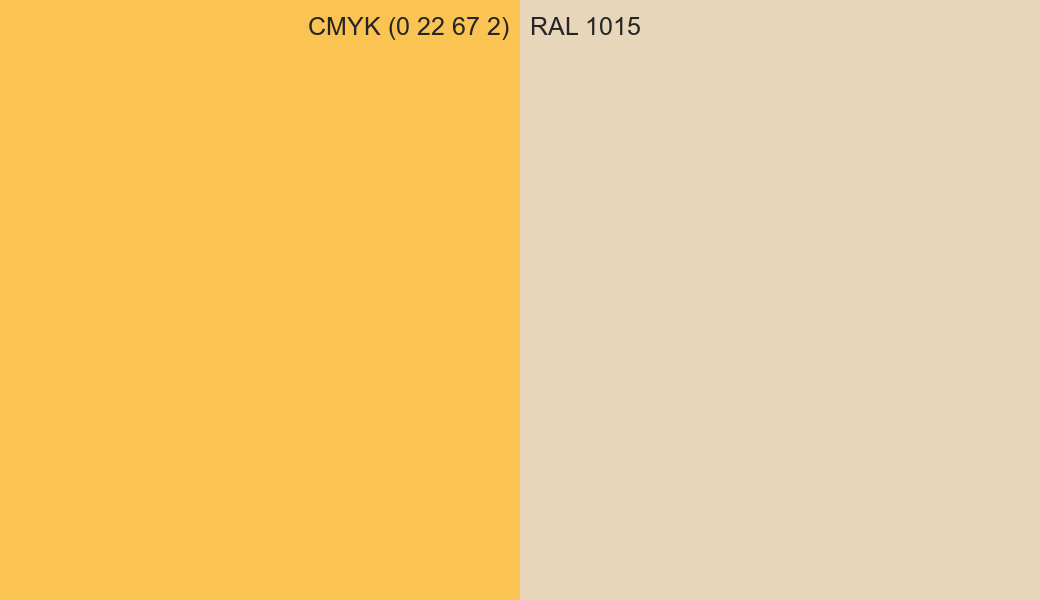CMYK Color CMYK (0 22 67 2) vs RAL 1015 side by side comparison CMYK Color CMYK (0 22 67 2) vs RAL 1015 side by side comparison
