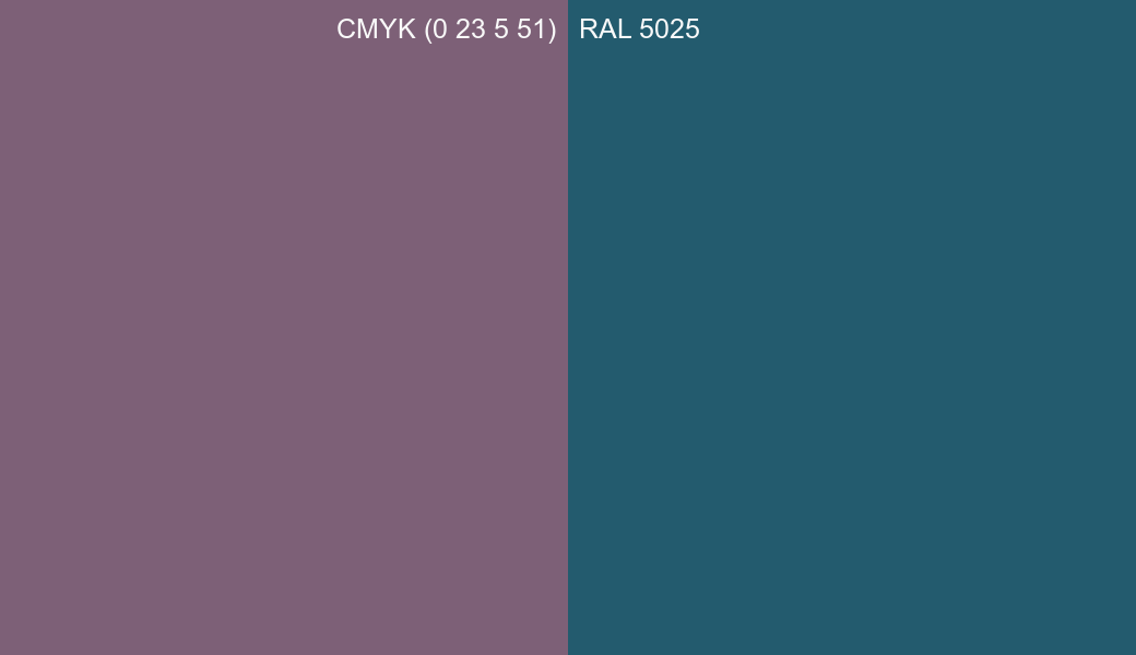 CMYK Color CMYK (0 23 5 51) vs RAL 5025 side by side comparison CMYK Color CMYK (0 23 5 51) vs RAL 5025 side by side comparison