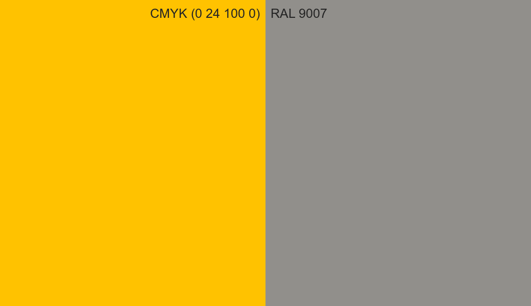 CMYK Color CMYK (0 24 100 0) vs RAL 9007 side by side comparison CMYK Color CMYK (0 24 100 0) vs RAL 9007 side by side comparison