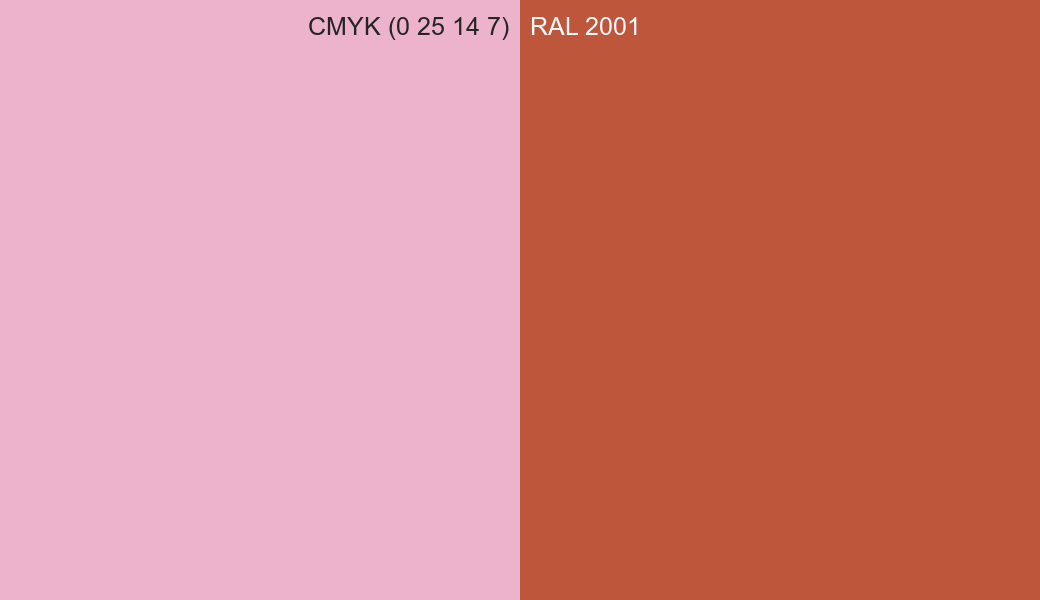 CMYK Color CMYK (0 25 14 7) vs RAL 2001 side by side comparison CMYK Color CMYK (0 25 14 7) vs RAL 2001 side by side comparison