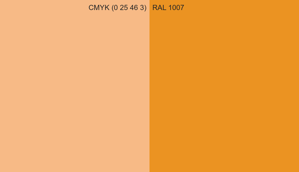 CMYK Color CMYK (0 25 46 3) vs RAL 1007 side by side comparison CMYK Color CMYK (0 25 46 3) vs RAL 1007 side by side comparison