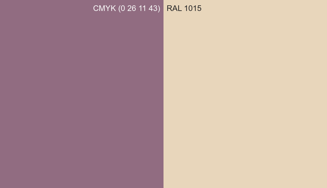CMYK Color CMYK (0 26 11 43) vs RAL 1015 side by side comparison CMYK Color CMYK (0 26 11 43) vs RAL 1015 side by side comparison