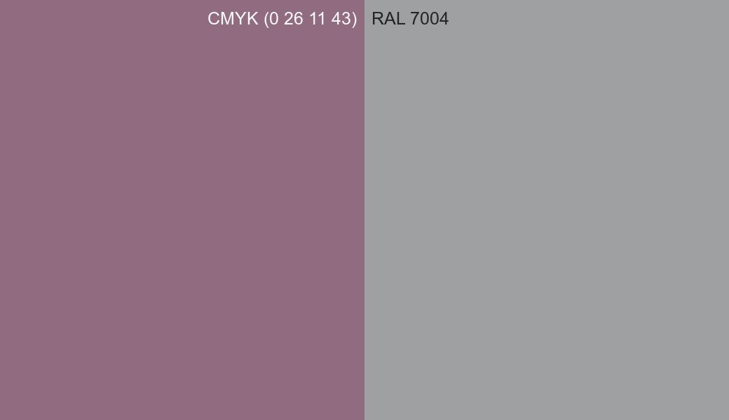 CMYK Color CMYK (0 26 11 43) vs RAL 7004 side by side comparison CMYK Color CMYK (0 26 11 43) vs RAL 7004 side by side comparison