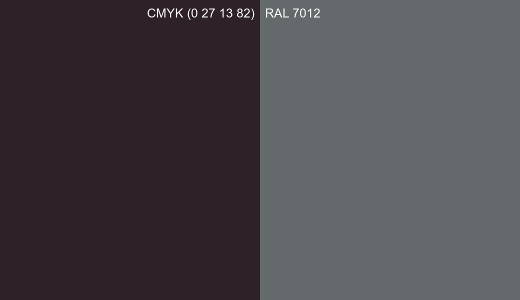 CMYK Color CMYK (0 27 13 82) vs RAL 7012 side by side comparison CMYK Color CMYK (0 27 13 82) vs RAL 7012 side by side comparison