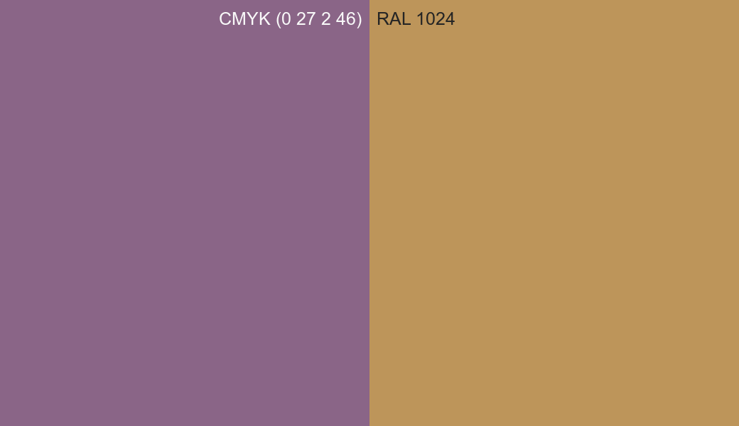 CMYK Color CMYK (0 27 2 46) vs RAL 1024 side by side comparison CMYK Color CMYK (0 27 2 46) vs RAL 1024 side by side comparison