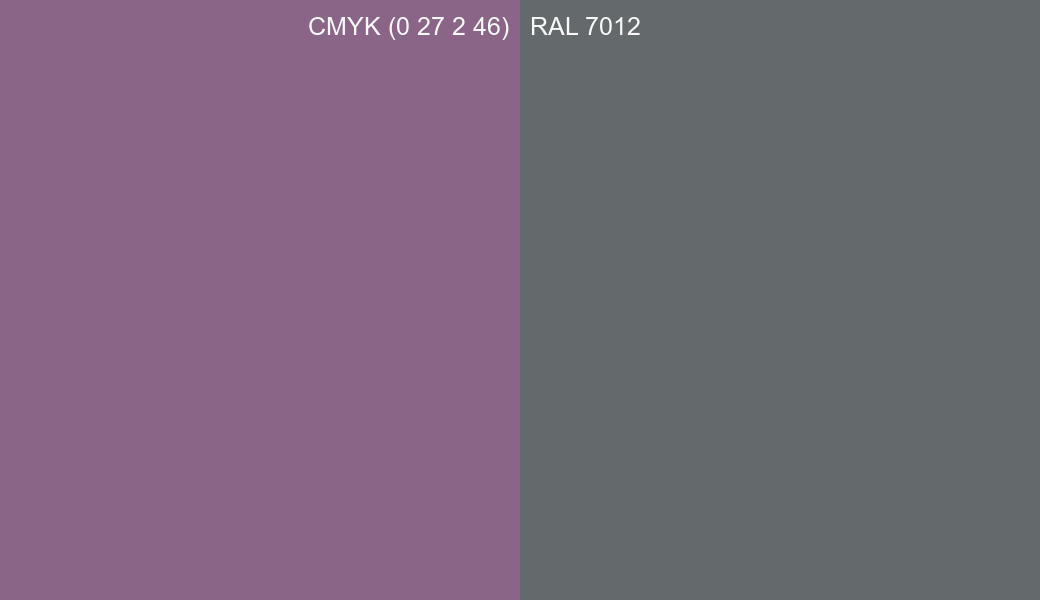 CMYK Color CMYK (0 27 2 46) vs RAL 7012 side by side comparison CMYK Color CMYK (0 27 2 46) vs RAL 7012 side by side comparison
