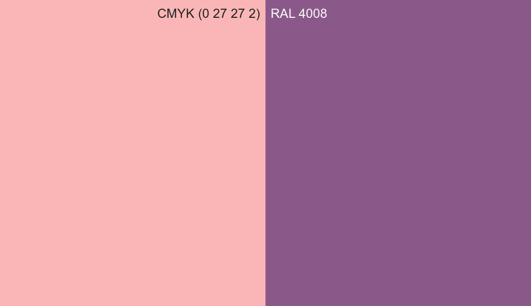 CMYK Color CMYK (0 27 27 2) vs RAL 4008 side by side comparison CMYK Color CMYK (0 27 27 2) vs RAL 4008 side by side comparison