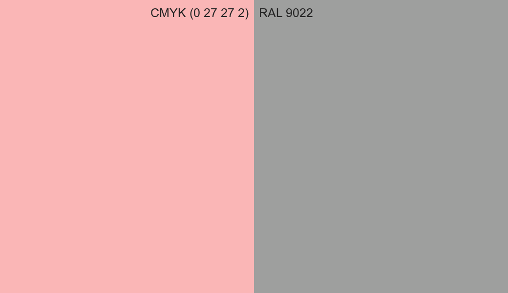 CMYK Color CMYK (0 27 27 2) vs RAL 9022 side by side comparison CMYK Color CMYK (0 27 27 2) vs RAL 9022 side by side comparison