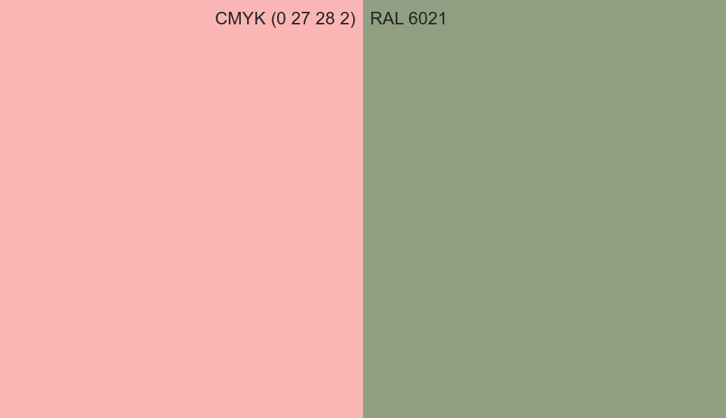 CMYK Color CMYK (0 27 28 2) vs RAL 6021 side by side comparison CMYK Color CMYK (0 27 28 2) vs RAL 6021 side by side comparison