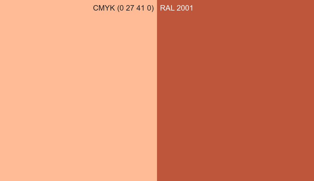 CMYK Color CMYK (0 27 41 0) vs RAL 2001 side by side comparison CMYK Color CMYK (0 27 41 0) vs RAL 2001 side by side comparison