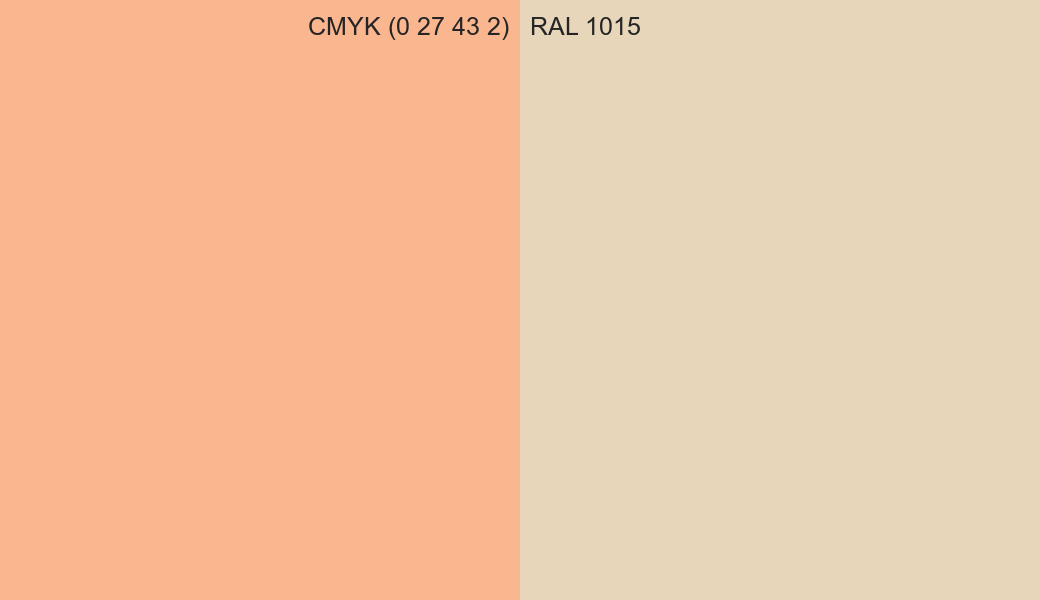 CMYK Color CMYK (0 27 43 2) vs RAL 1015 side by side comparison CMYK Color CMYK (0 27 43 2) vs RAL 1015 side by side comparison