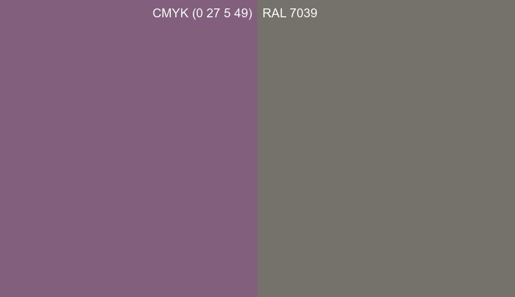 CMYK Color CMYK (0 27 5 49) vs RAL 7039 side by side comparison CMYK Color CMYK (0 27 5 49) vs RAL 7039 side by side comparison