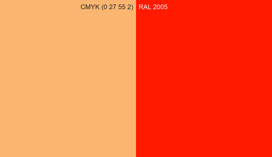 CMYK Color CMYK (0 27 55 2) vs RAL 2005 side by side comparison CMYK Color CMYK (0 27 55 2) vs RAL 2005 side by side comparison