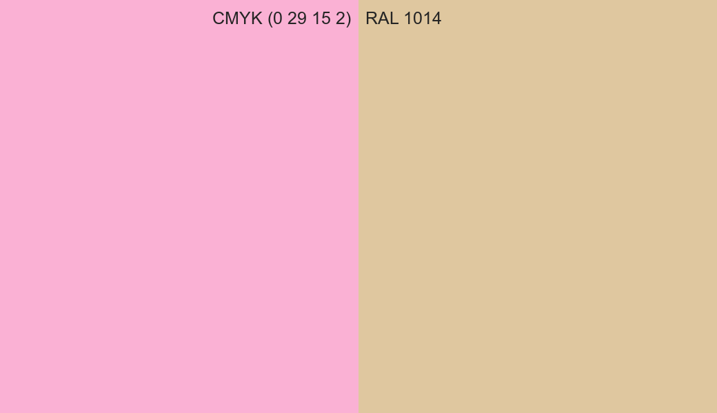 CMYK Color CMYK (0 29 15 2) vs RAL 1014 side by side comparison CMYK Color CMYK (0 29 15 2) vs RAL 1014 side by side comparison
