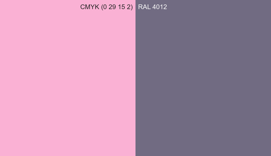 CMYK Color CMYK (0 29 15 2) vs RAL 4012 side by side comparison CMYK Color CMYK (0 29 15 2) vs RAL 4012 side by side comparison