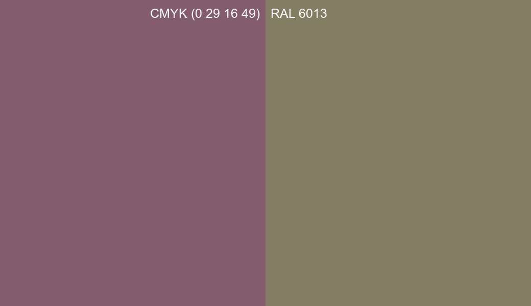 CMYK Color CMYK (0 29 16 49) vs RAL 6013 side by side comparison CMYK Color CMYK (0 29 16 49) vs RAL 6013 side by side comparison