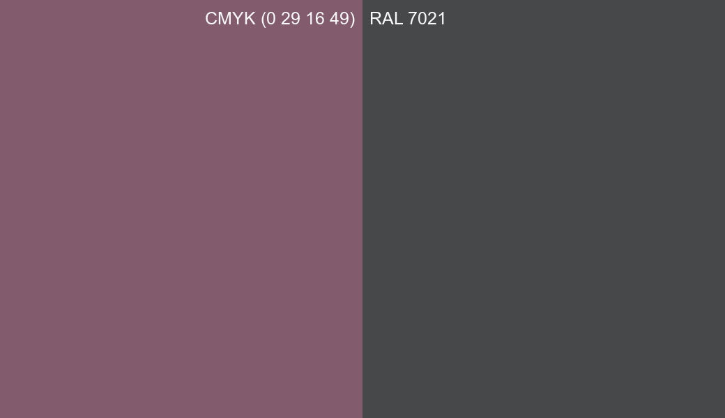 CMYK Color CMYK (0 29 16 49) vs RAL 7021 side by side comparison CMYK Color CMYK (0 29 16 49) vs RAL 7021 side by side comparison
