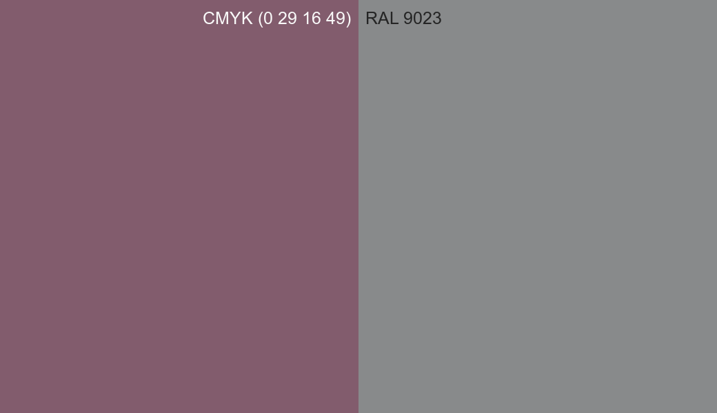 CMYK Color CMYK (0 29 16 49) vs RAL 9023 side by side comparison CMYK Color CMYK (0 29 16 49) vs RAL 9023 side by side comparison