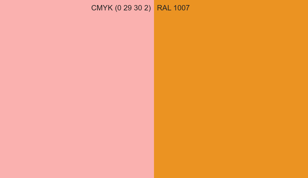CMYK Color CMYK (0 29 30 2) vs RAL 1007 side by side comparison CMYK Color CMYK (0 29 30 2) vs RAL 1007 side by side comparison