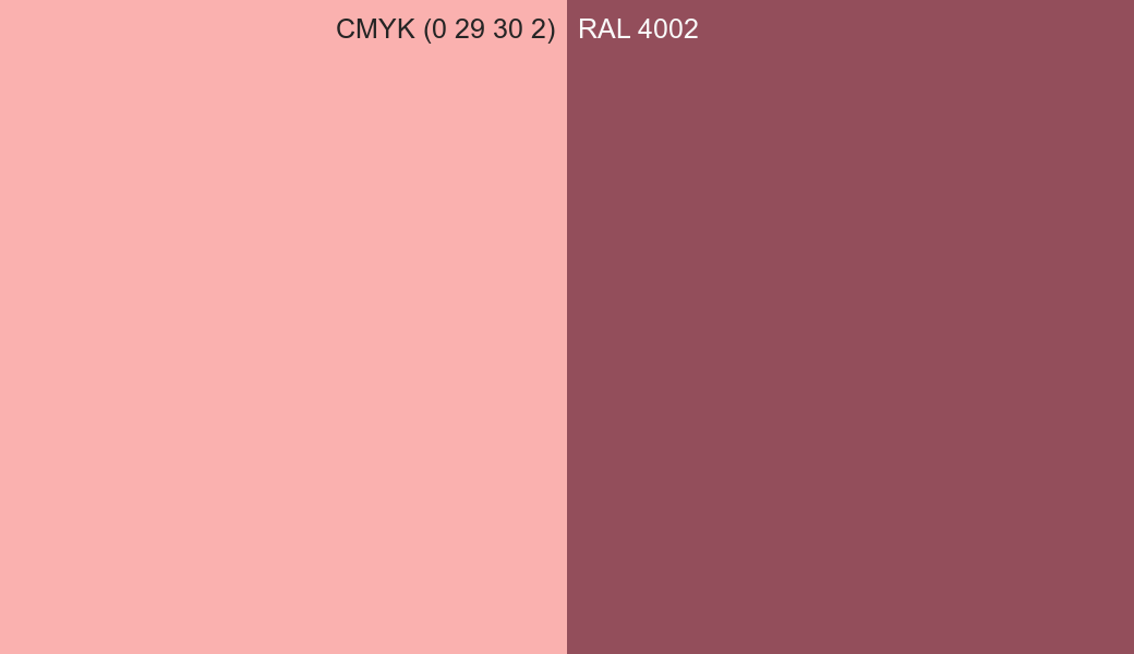CMYK Color CMYK (0 29 30 2) vs RAL 4002 side by side comparison CMYK Color CMYK (0 29 30 2) vs RAL 4002 side by side comparison