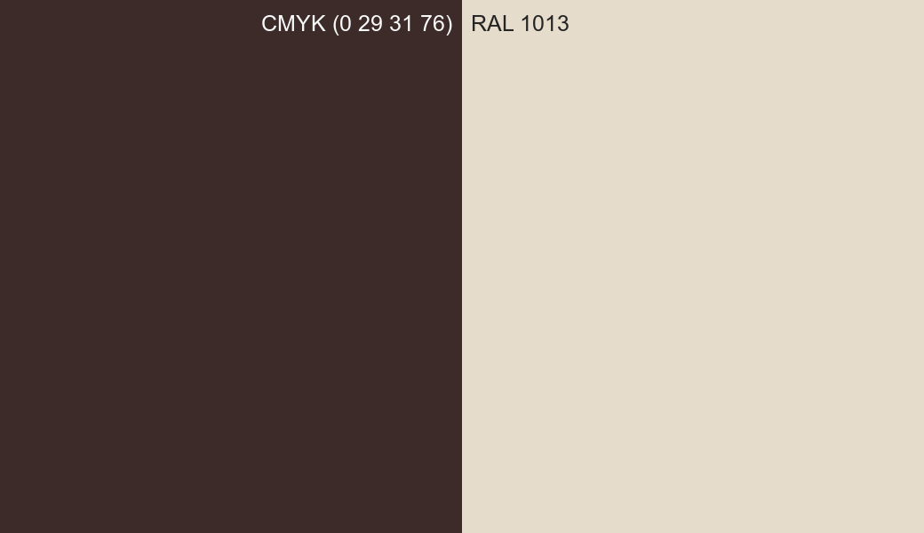 CMYK Color CMYK (0 29 31 76) vs RAL 1013 side by side comparison CMYK Color CMYK (0 29 31 76) vs RAL 1013 side by side comparison
