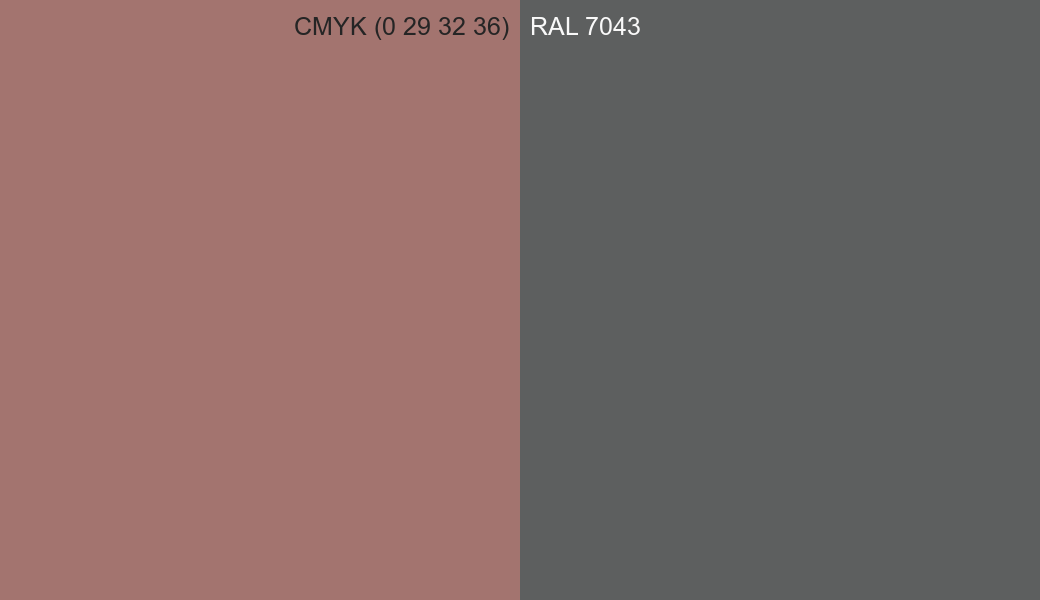 CMYK Color CMYK (0 29 32 36) vs RAL 7043 side by side comparison CMYK Color CMYK (0 29 32 36) vs RAL 7043 side by side comparison
