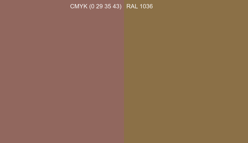 CMYK Color CMYK (0 29 35 43) vs RAL 1036 side by side comparison CMYK Color CMYK (0 29 35 43) vs RAL 1036 side by side comparison