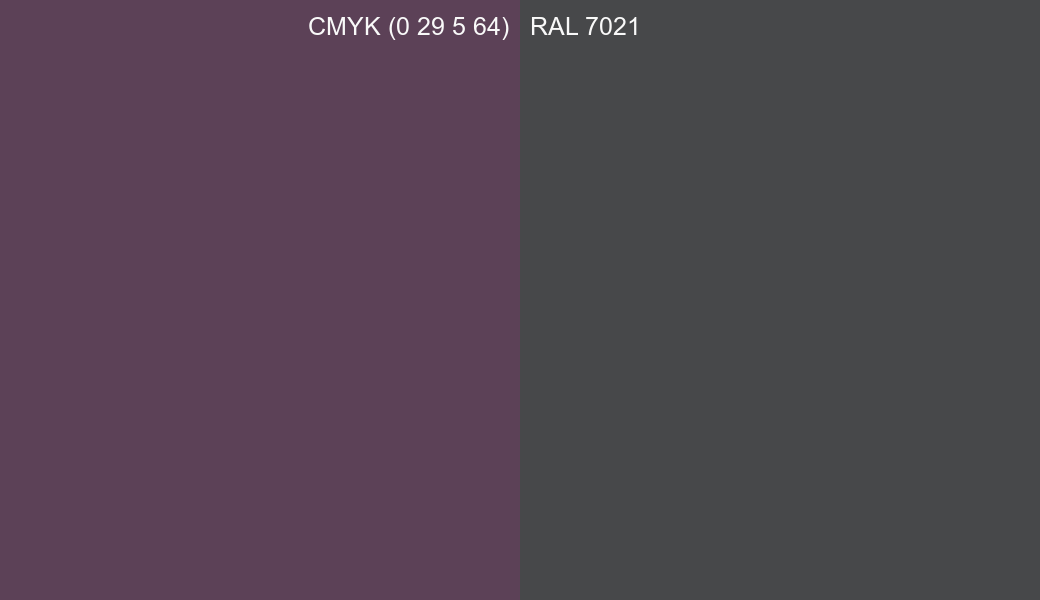 CMYK Color CMYK (0 29 5 64) vs RAL 7021 side by side comparison CMYK Color CMYK (0 29 5 64) vs RAL 7021 side by side comparison