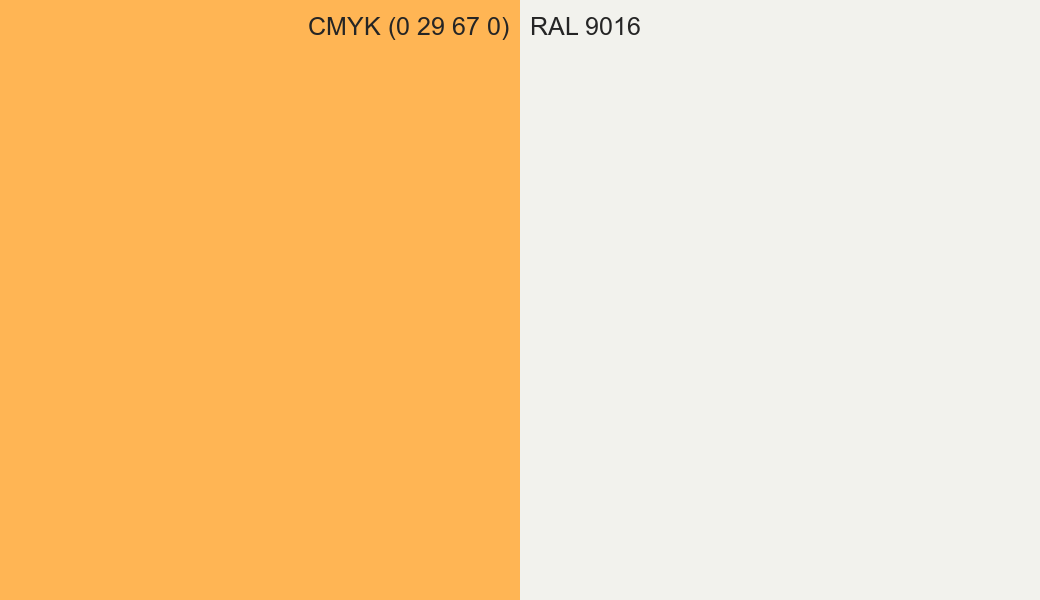 CMYK Color CMYK (0 29 67 0) vs RAL 9016 side by side comparison CMYK Color CMYK (0 29 67 0) vs RAL 9016 side by side comparison