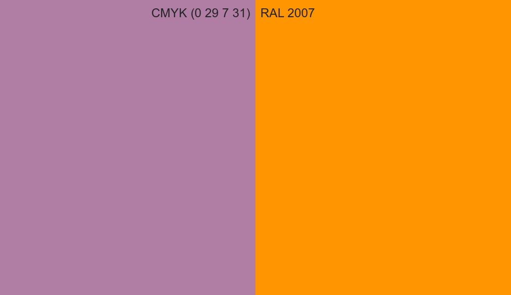 CMYK Color CMYK (0 29 7 31) vs RAL 2007 side by side comparison CMYK Color CMYK (0 29 7 31) vs RAL 2007 side by side comparison