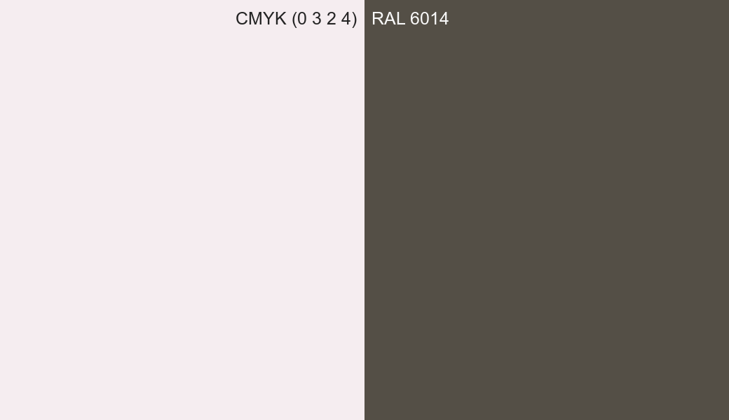 CMYK Color CMYK (0 3 2 4) vs RAL 6014 side by side comparison CMYK Color CMYK (0 3 2 4) vs RAL 6014 side by side comparison
