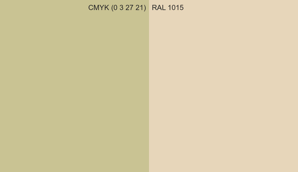 CMYK Color CMYK (0 3 27 21) vs RAL 1015 side by side comparison CMYK Color CMYK (0 3 27 21) vs RAL 1015 side by side comparison