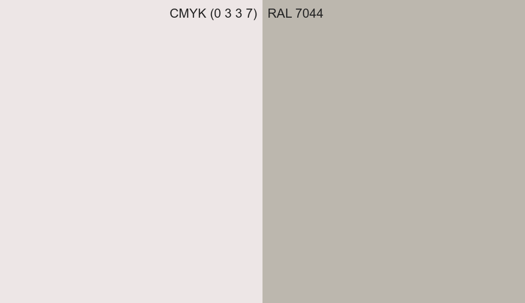 CMYK Color CMYK (0 3 3 7) vs RAL 7044 side by side comparison CMYK Color CMYK (0 3 3 7) vs RAL 7044 side by side comparison