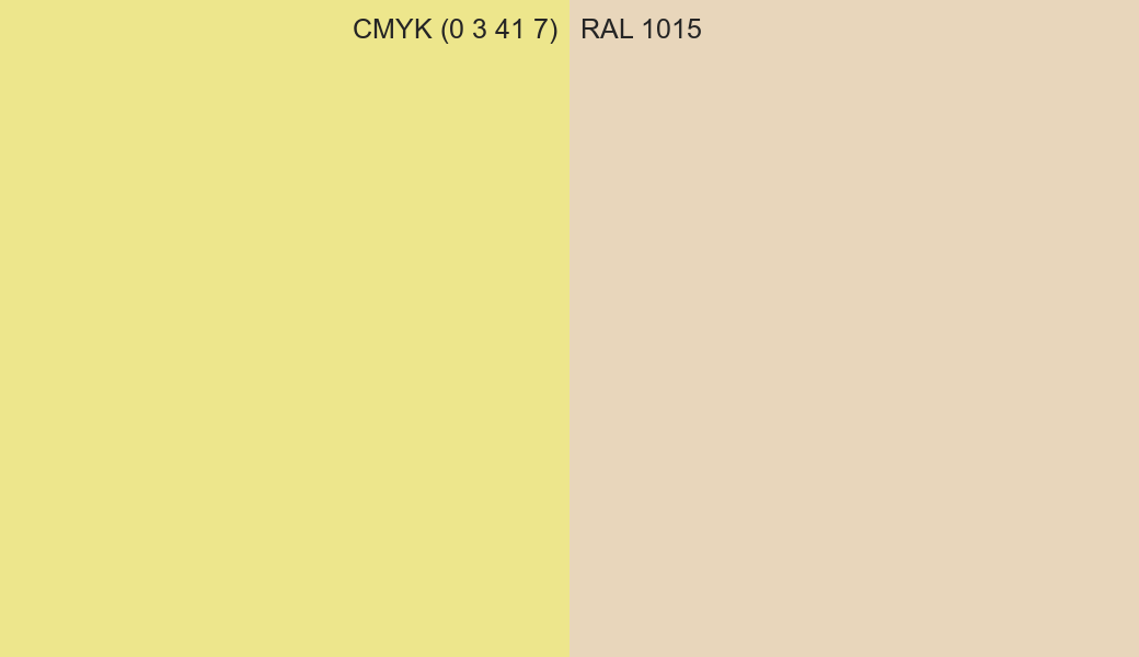 CMYK Color CMYK (0 3 41 7) vs RAL 1015 side by side comparison CMYK Color CMYK (0 3 41 7) vs RAL 1015 side by side comparison