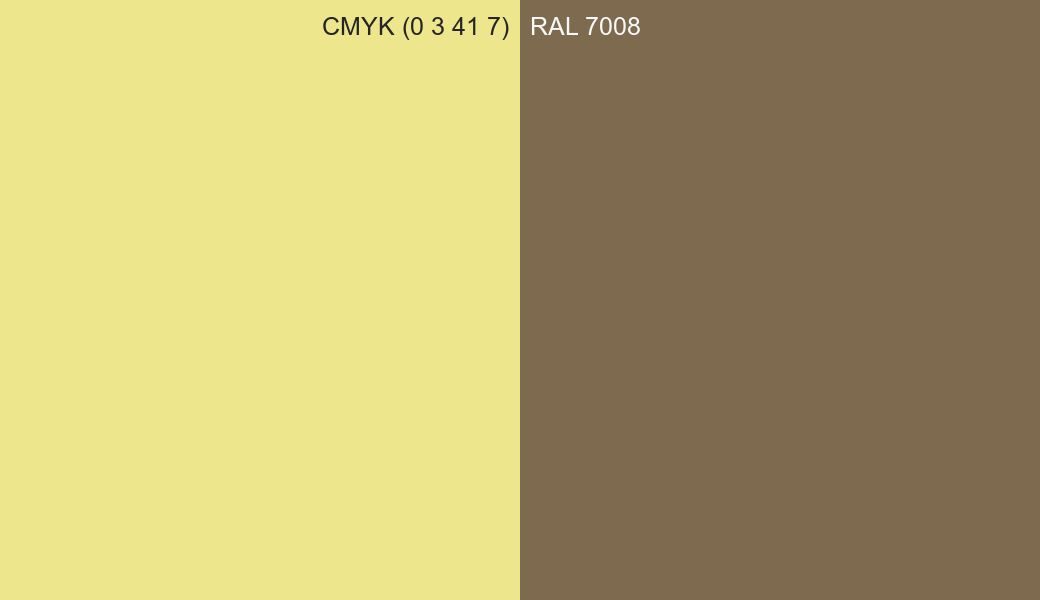 CMYK Color CMYK (0 3 41 7) vs RAL 7008 side by side comparison CMYK Color CMYK (0 3 41 7) vs RAL 7008 side by side comparison