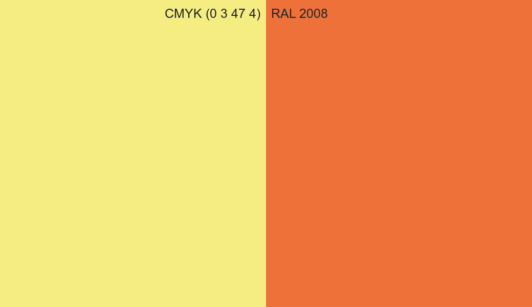 CMYK Color CMYK (0 3 47 4) vs RAL 2008 side by side comparison CMYK Color CMYK (0 3 47 4) vs RAL 2008 side by side comparison