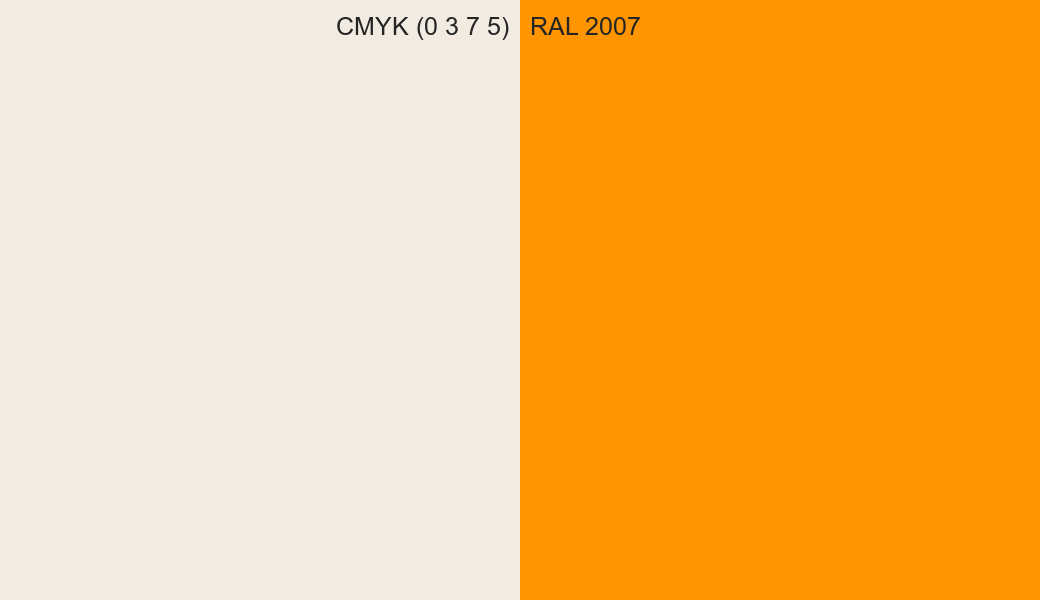 CMYK Color CMYK (0 3 7 5) vs RAL 2007 side by side comparison CMYK Color CMYK (0 3 7 5) vs RAL 2007 side by side comparison