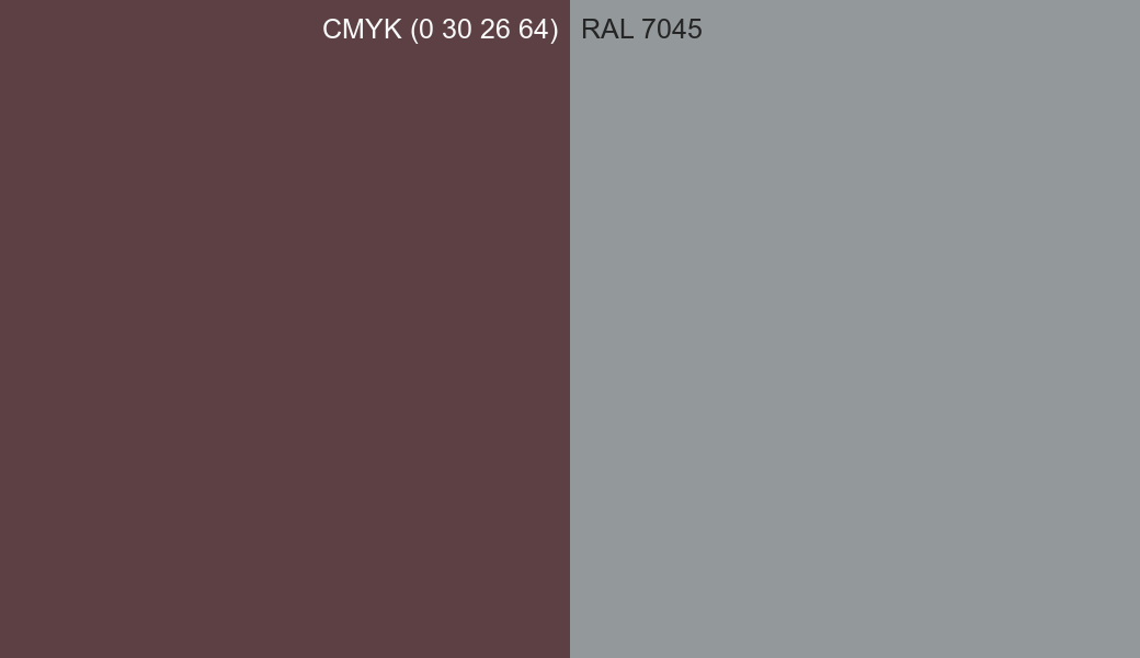 CMYK Color CMYK (0 30 26 64) vs RAL 7045 side by side comparison CMYK Color CMYK (0 30 26 64) vs RAL 7045 side by side comparison