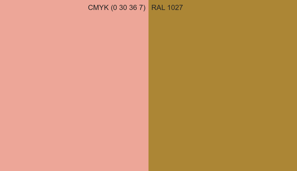 CMYK Color CMYK (0 30 36 7) vs RAL 1027 side by side comparison CMYK Color CMYK (0 30 36 7) vs RAL 1027 side by side comparison