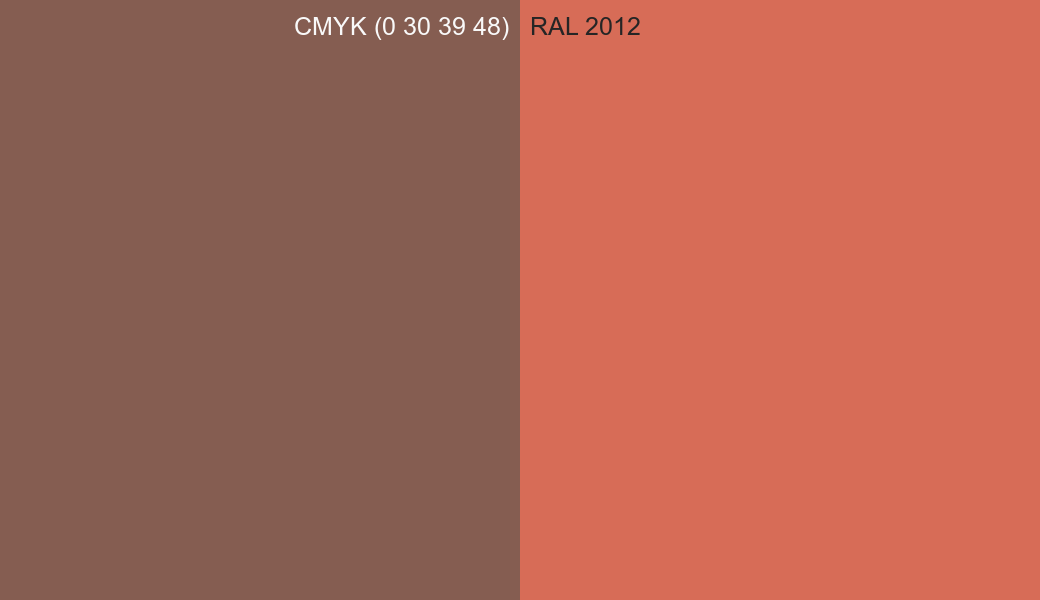 CMYK Color CMYK (0 30 39 48) vs RAL 2012 side by side comparison CMYK Color CMYK (0 30 39 48) vs RAL 2012 side by side comparison