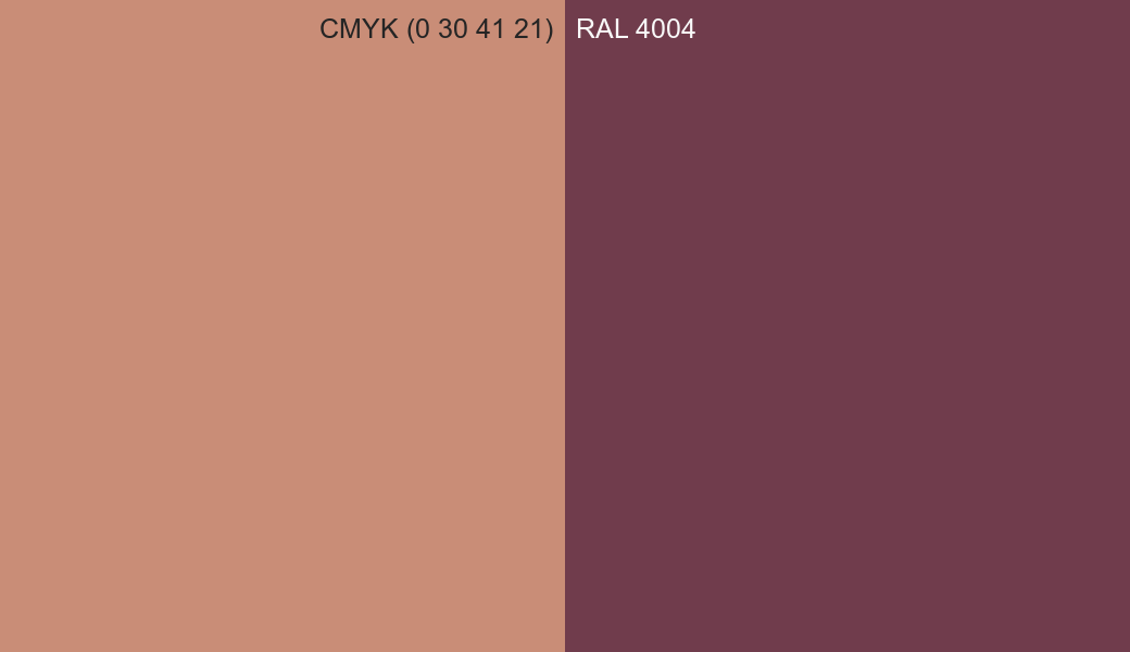 CMYK Color CMYK (0 30 41 21) vs RAL 4004 side by side comparison CMYK Color CMYK (0 30 41 21) vs RAL 4004 side by side comparison