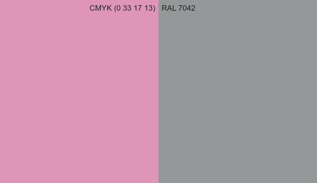 CMYK Color CMYK (0 33 17 13) vs RAL 7042 side by side comparison CMYK Color CMYK (0 33 17 13) vs RAL 7042 side by side comparison