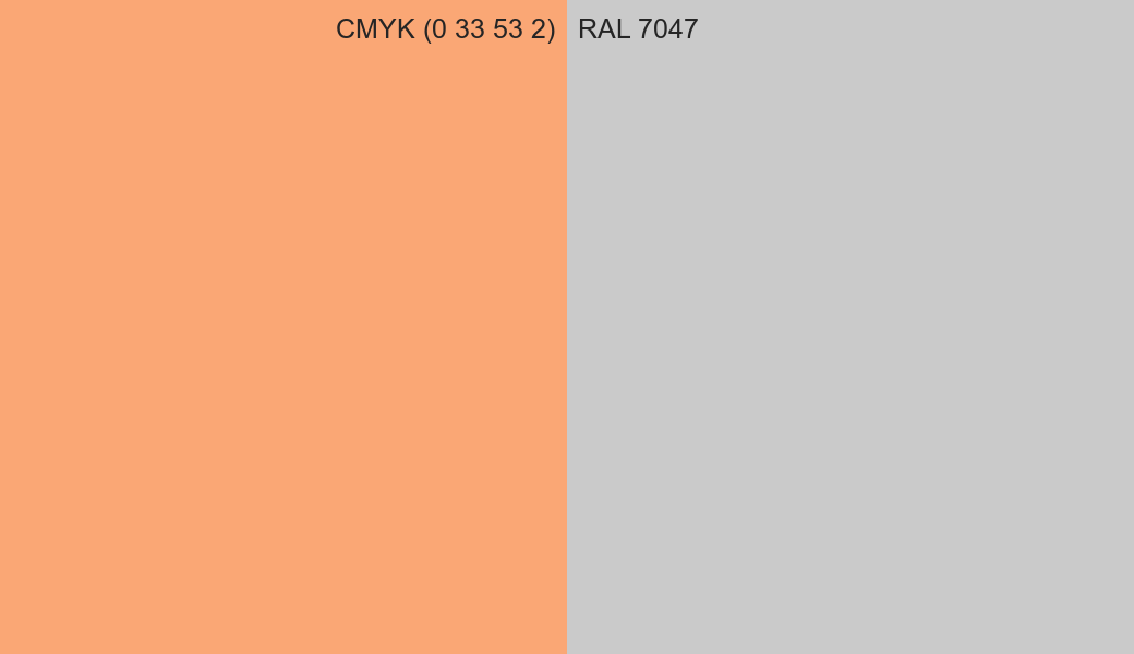 CMYK Color CMYK (0 33 53 2) vs RAL 7047 side by side comparison CMYK Color CMYK (0 33 53 2) vs RAL 7047 side by side comparison