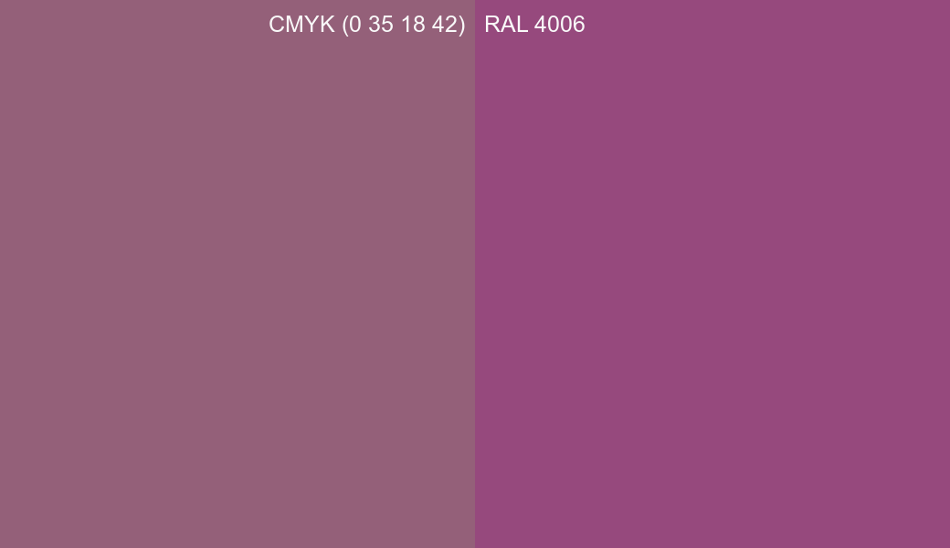 CMYK Color CMYK (0 35 18 42) vs RAL 4006 side by side comparison CMYK Color CMYK (0 35 18 42) vs RAL 4006 side by side comparison