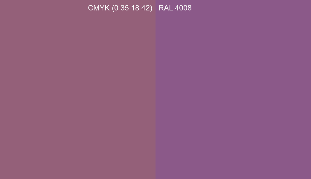 CMYK Color CMYK (0 35 18 42) vs RAL 4008 side by side comparison CMYK Color CMYK (0 35 18 42) vs RAL 4008 side by side comparison