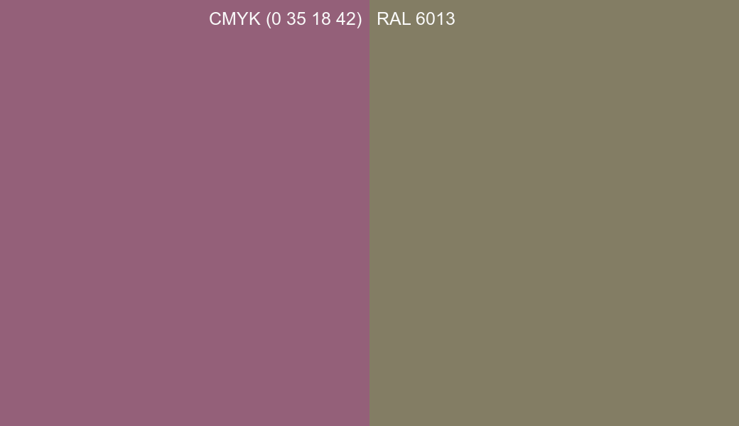 CMYK Color CMYK (0 35 18 42) vs RAL 6013 side by side comparison CMYK Color CMYK (0 35 18 42) vs RAL 6013 side by side comparison
