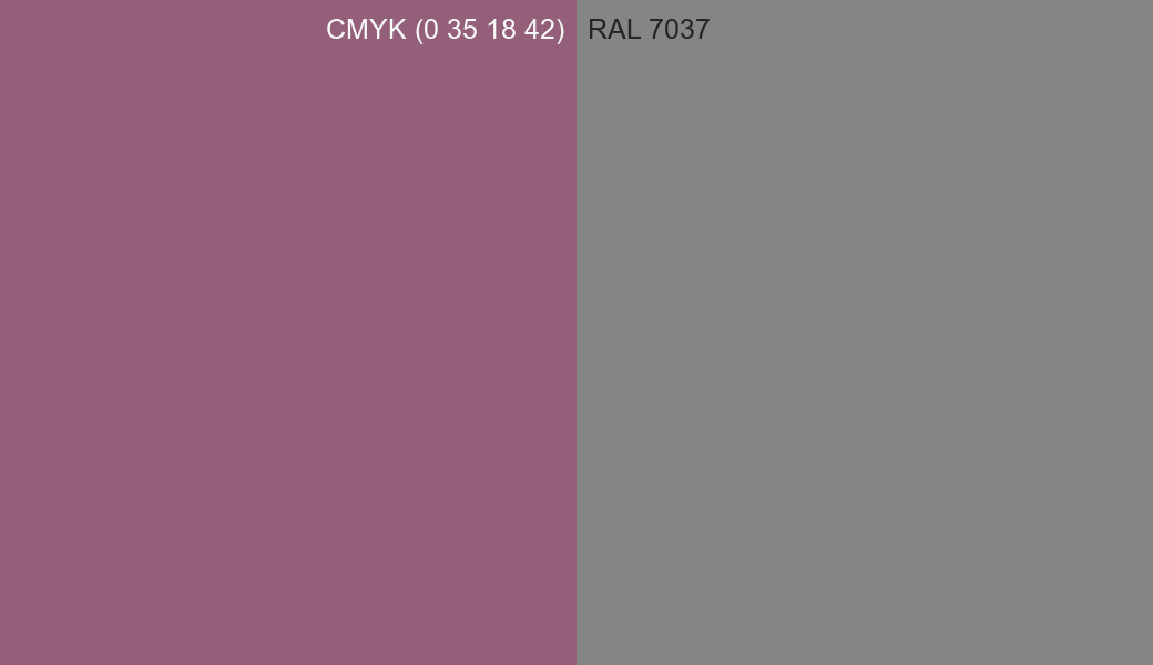 CMYK Color CMYK (0 35 18 42) vs RAL 7037 side by side comparison CMYK Color CMYK (0 35 18 42) vs RAL 7037 side by side comparison