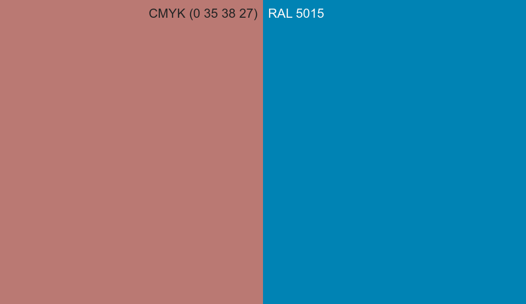 CMYK Color CMYK (0 35 38 27) vs RAL 5015 side by side comparison CMYK Color CMYK (0 35 38 27) vs RAL 5015 side by side comparison